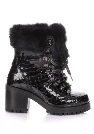 detail Dámské zimní boty Nis 2015471/7 Scarponcino Pelle Vern.Cocco Black/Lapin