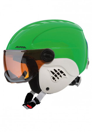 detail Dětská lyžařská helma Alpina Carat Visor JR GR/blu