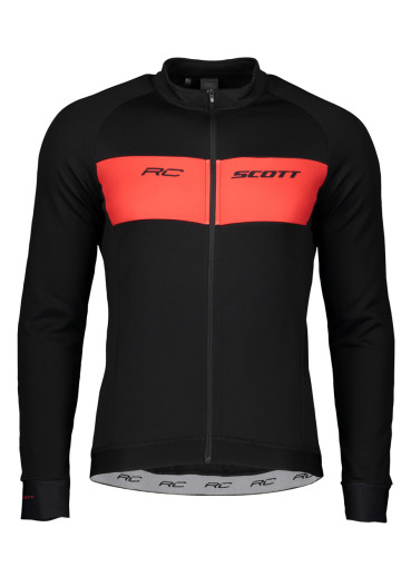 detail Pánský cyklistický dres Scott Shirt M's RC Warm l/s Blk/Fiery Rd